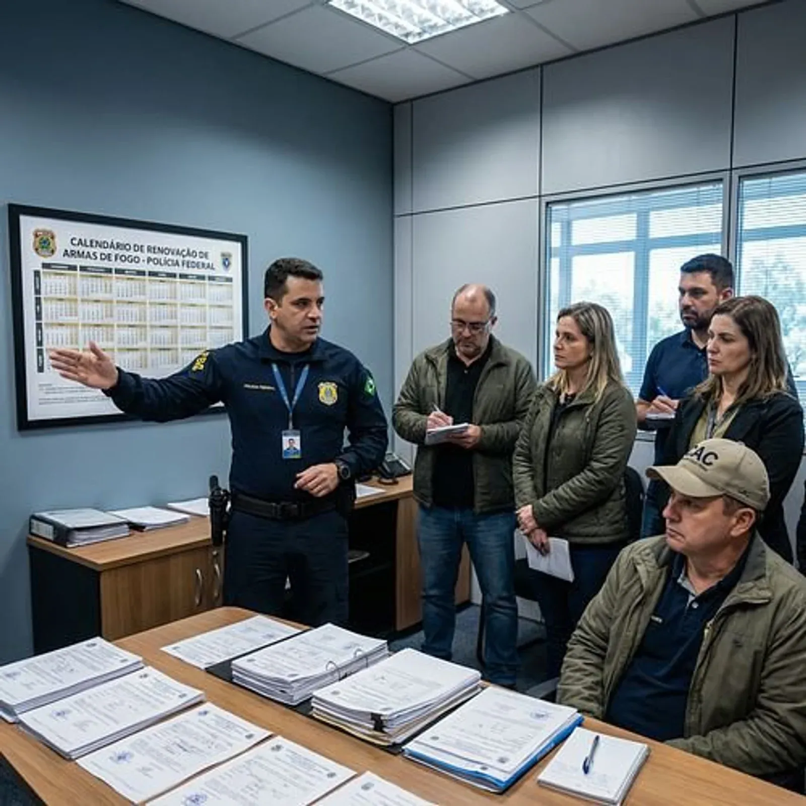 Agentes apresentam regras e documentos durante operação de renovação de registros.